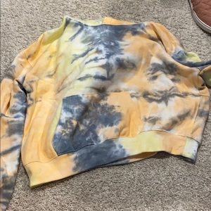 Blue yellow white and orange tie-dye sweatshirt